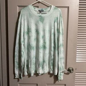 Womens Peace & Pearls Long Sleeve Top Marble White & Green Size XL